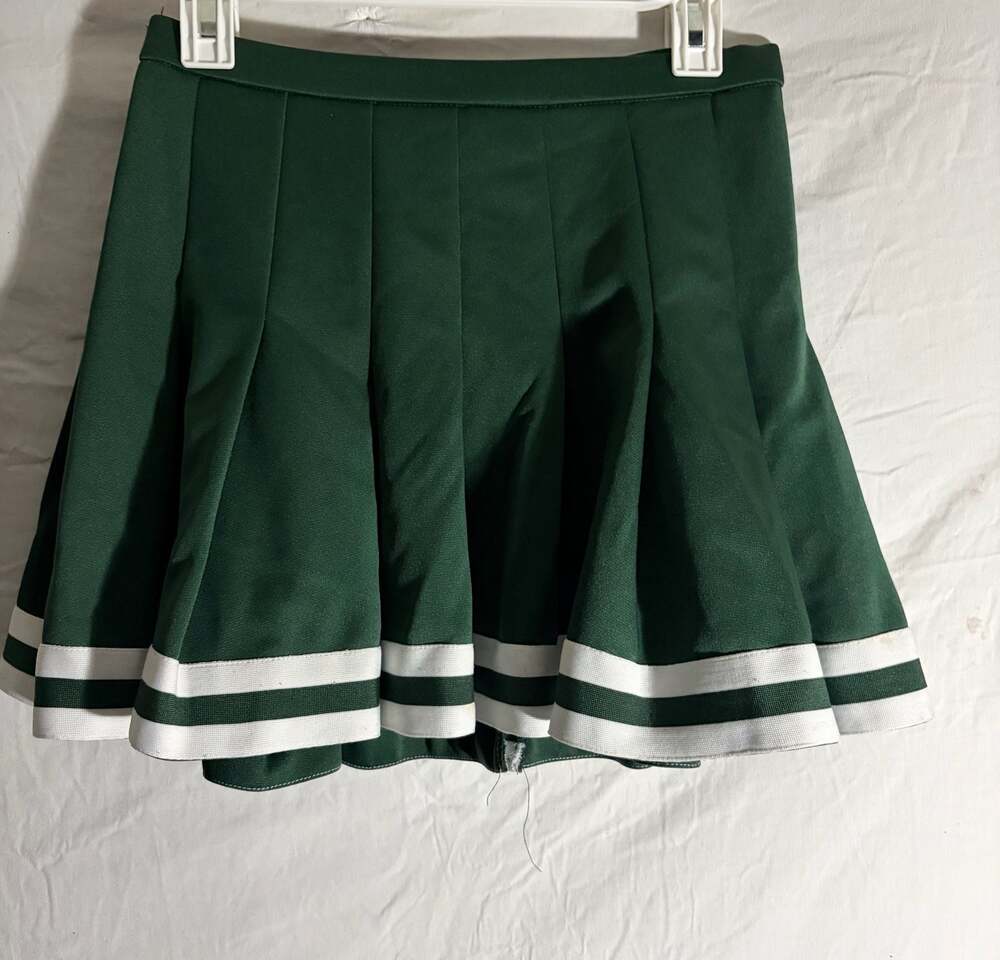 GTM Sportswear Green and White Pleated Cheerleading Skirt